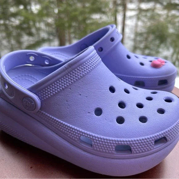 Crocs Kids Platform Clogs Lavender Purple | Size J1 | Jellyfish Charm - Picture 6 of 10